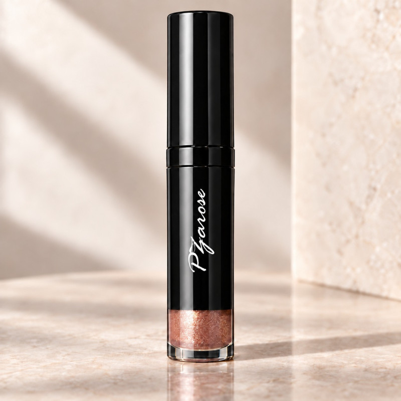 PZAROSE Shimmer Gloss — signature black tube with luminous color window