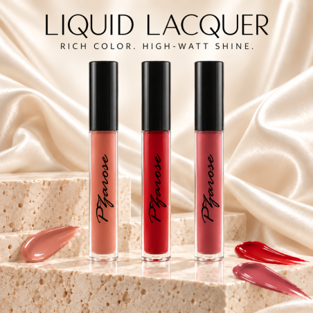 PZAROSE Liquid Lacquer — glossy color collection with black bottle logos