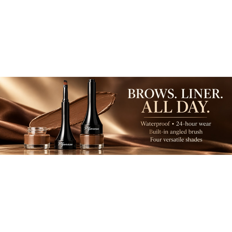 PZAROSE Brow Cream Liner — waterproof 24-hour wear and built-in angled brush