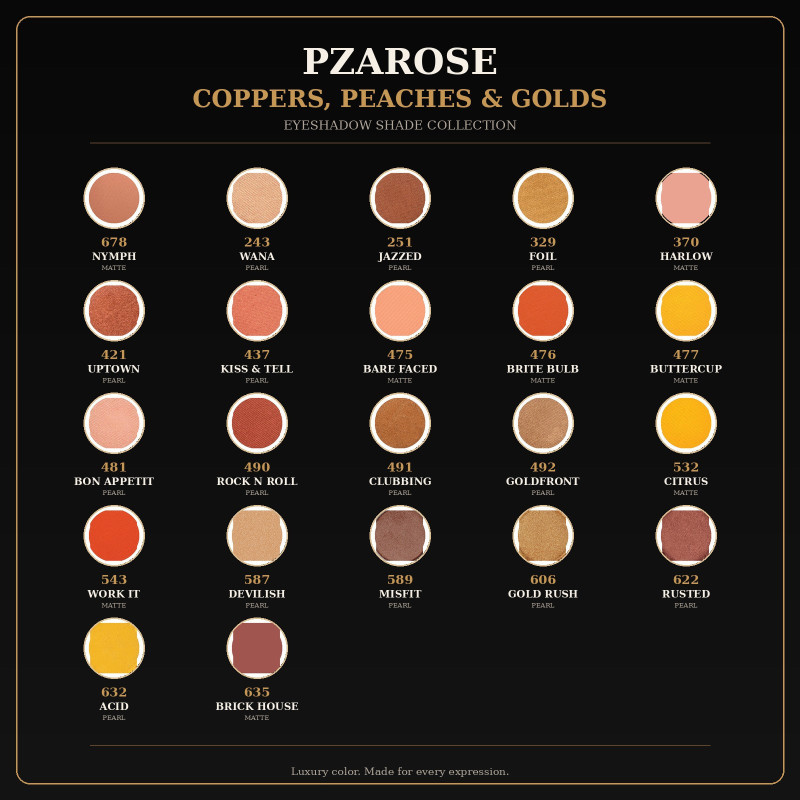 Copper, Peach & Gold Eyeshadow | PZAROSE