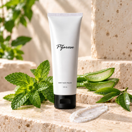 PZAROSE Mint Face Polish with aloe vera, green tea, safflower oil and refreshing menthol
