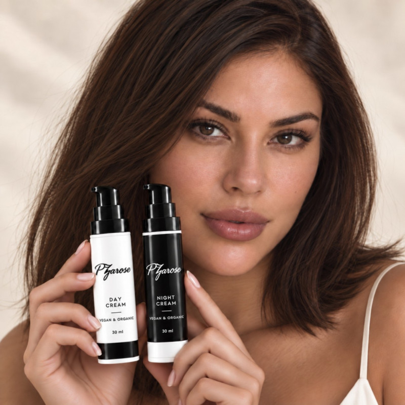PZAROSE Vegan & Organic Skin Care Set — Day Cream and Night Cream