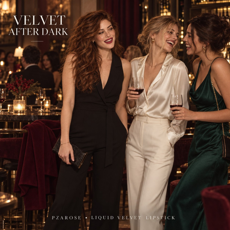 Velvet After Dark — berry-red lipstick for an evening with friends