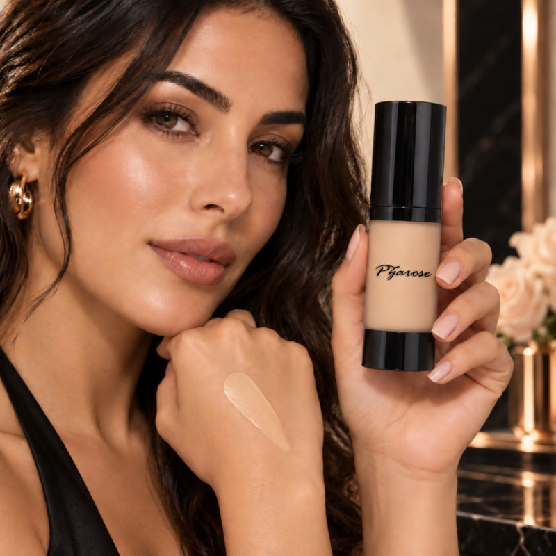 PZAROSE Warm Yellow Foundation — luminous dewy makeup look