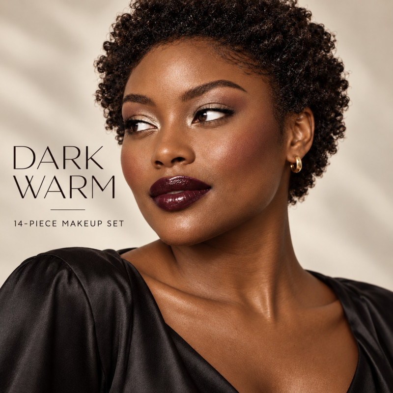 PZAROSE Dark Warm 14-piece set makeup look