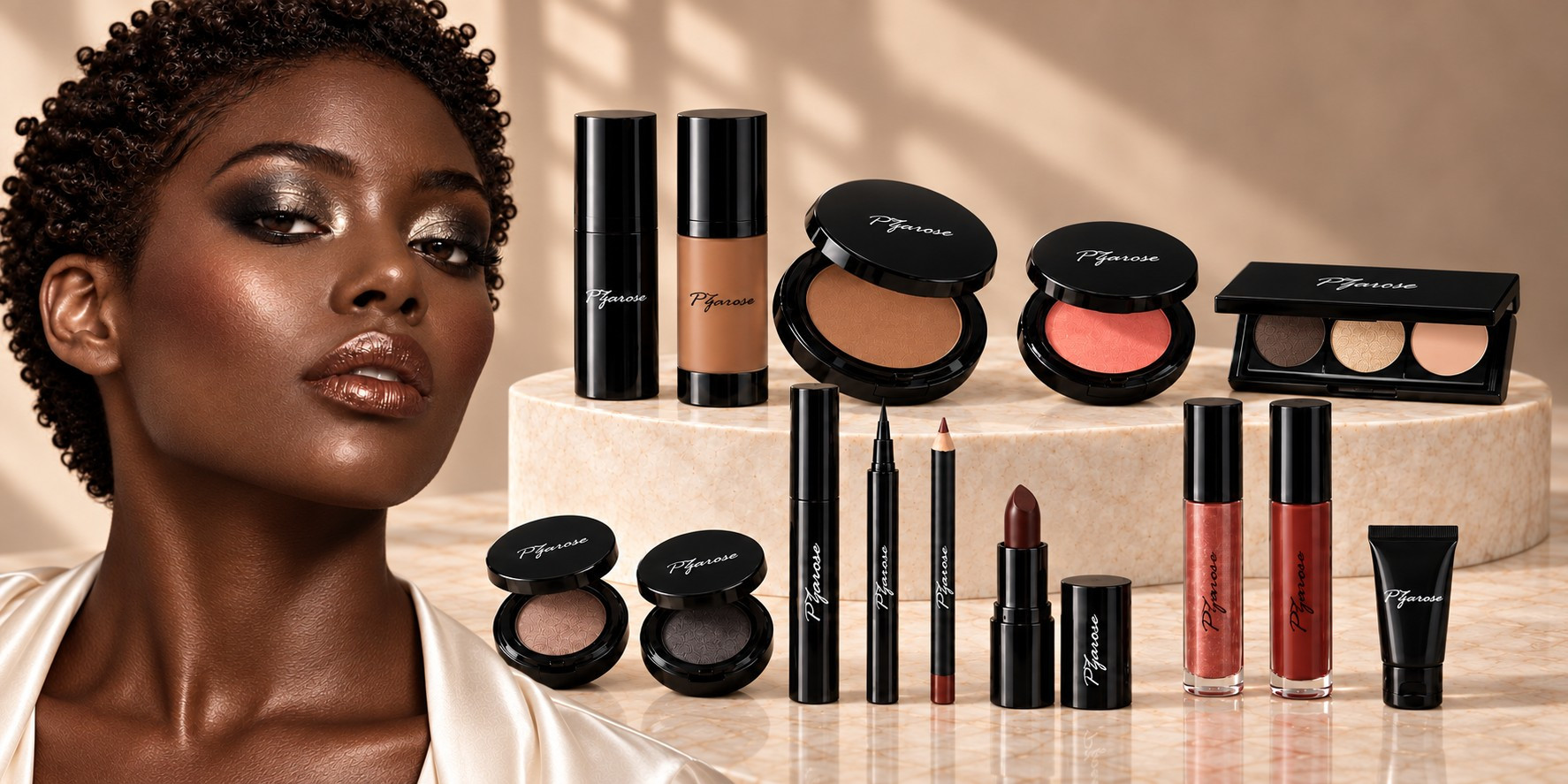 PZAROSE Dark Cool model and complete fourteen-piece collection banner