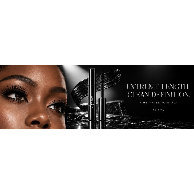 PZAROSE Dramatic Mascara — close-up of Black lash definition