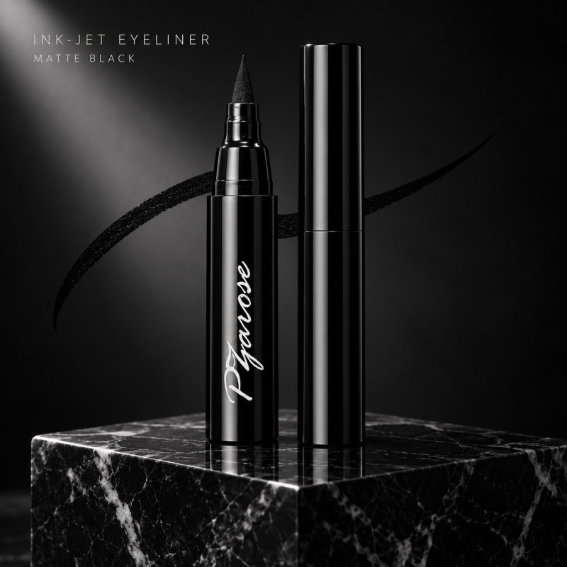 PZAROSE Ink-Jet Eyeliner — Matte Black pen and reusable felt tip