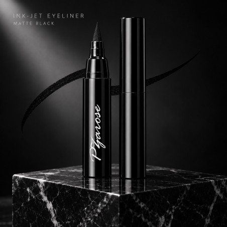 PZAROSE Ink-Jet Eyeliner — Matte Black pen and reusable felt tip