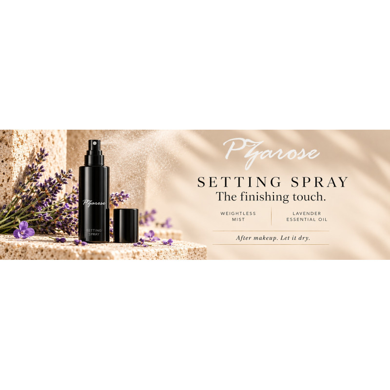 PZAROSE Setting Spray — lavender finishing mist banner