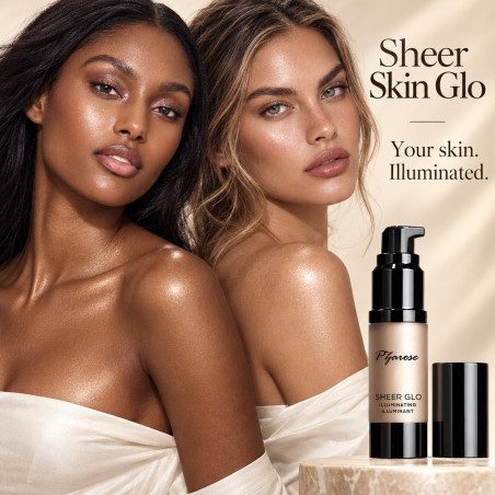 PZAROSE Sheer Skin Glo — translucent shimmer on light and dark skin