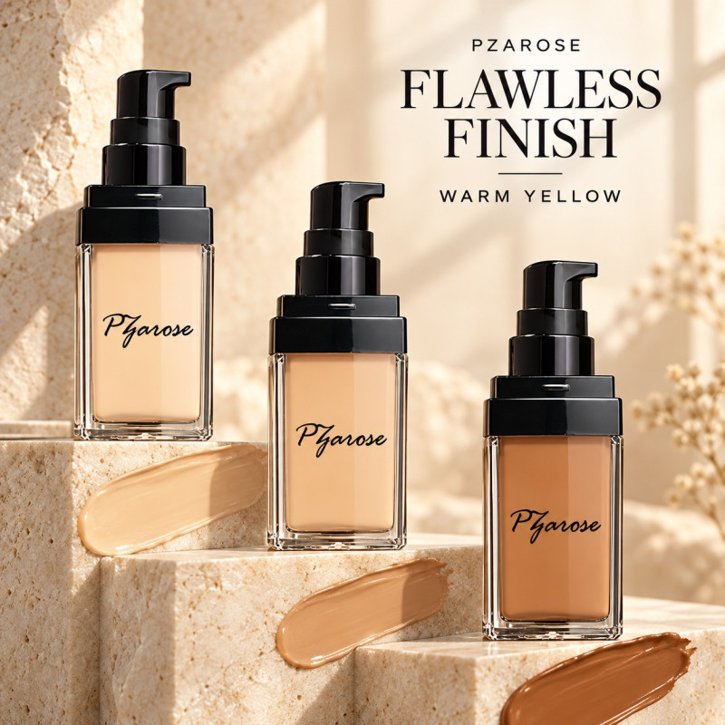 PZAROSE Flawless Finish Warm Yellow — water-based matte foundation