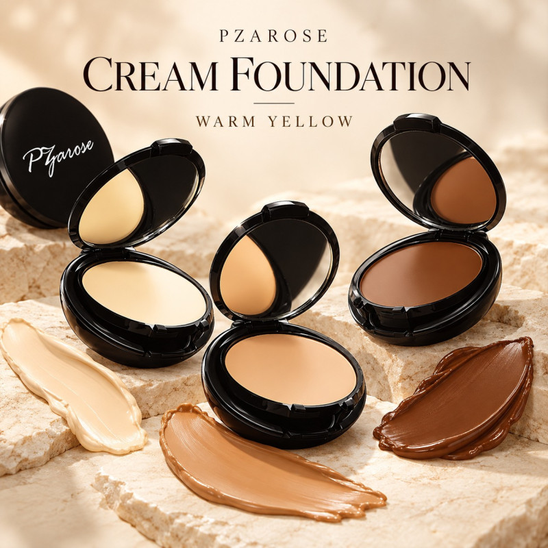 PZAROSE Cream Foundation Warm Yellow luxury compact collection