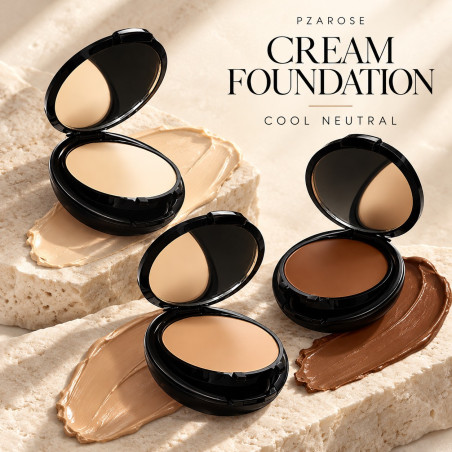 PZAROSE Cream Foundation Cool Neutral luxury compact collection