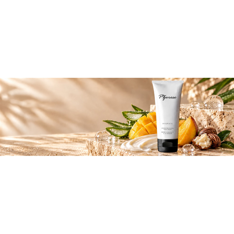 PZAROSE Hydrating Face Cream botanical ritual — black logo on white tube