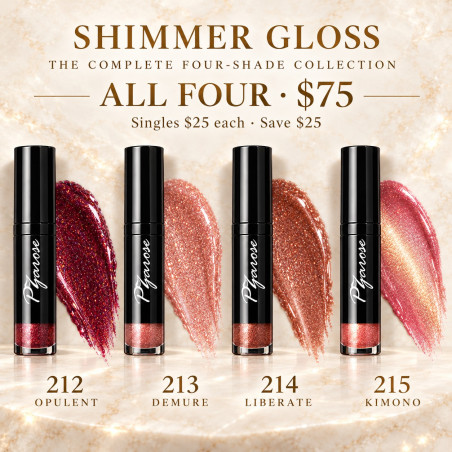 All four Shimmer Gloss shades and swatches — $75