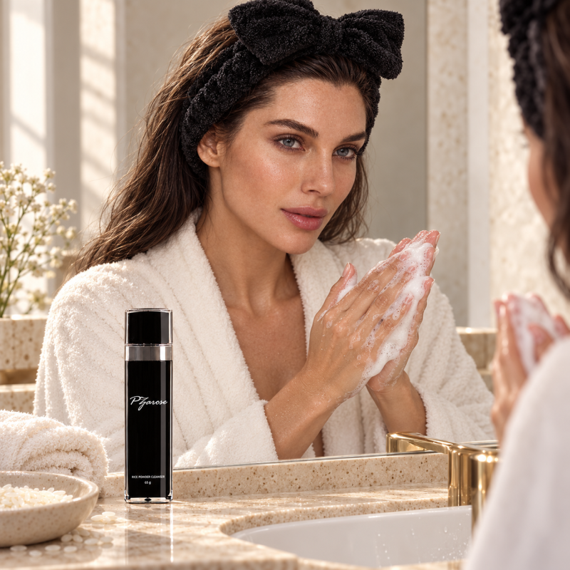 Rice Ritual Powder Cleanser & Headband Set — application ritual