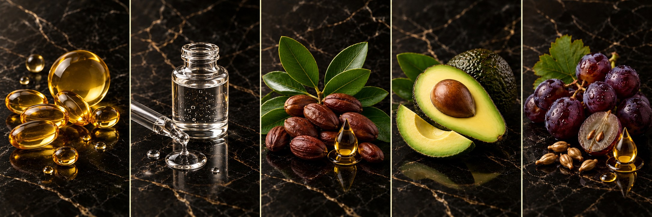 Vitamin E, vegetable glycerin, jojoba, avocado and grapeseed oil in Pro Moisturizer
